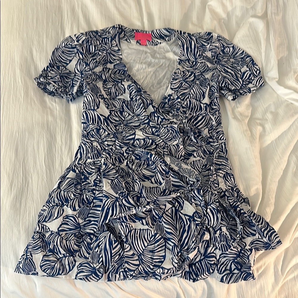 Lilly Pulitzer Blue and White Wrap Dress